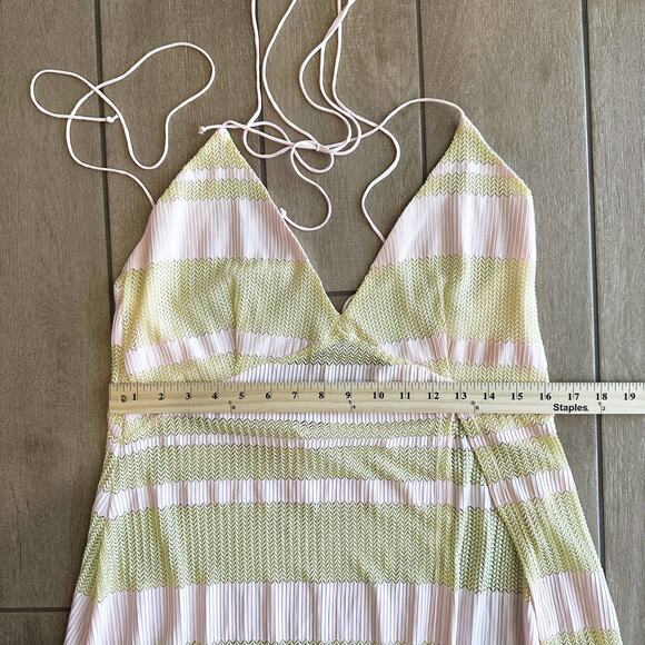 For Love & Lemons Maxi Beach CoverUp Dress Large Sheer Slit Halter Boho Vacation - Picture 8 of 9